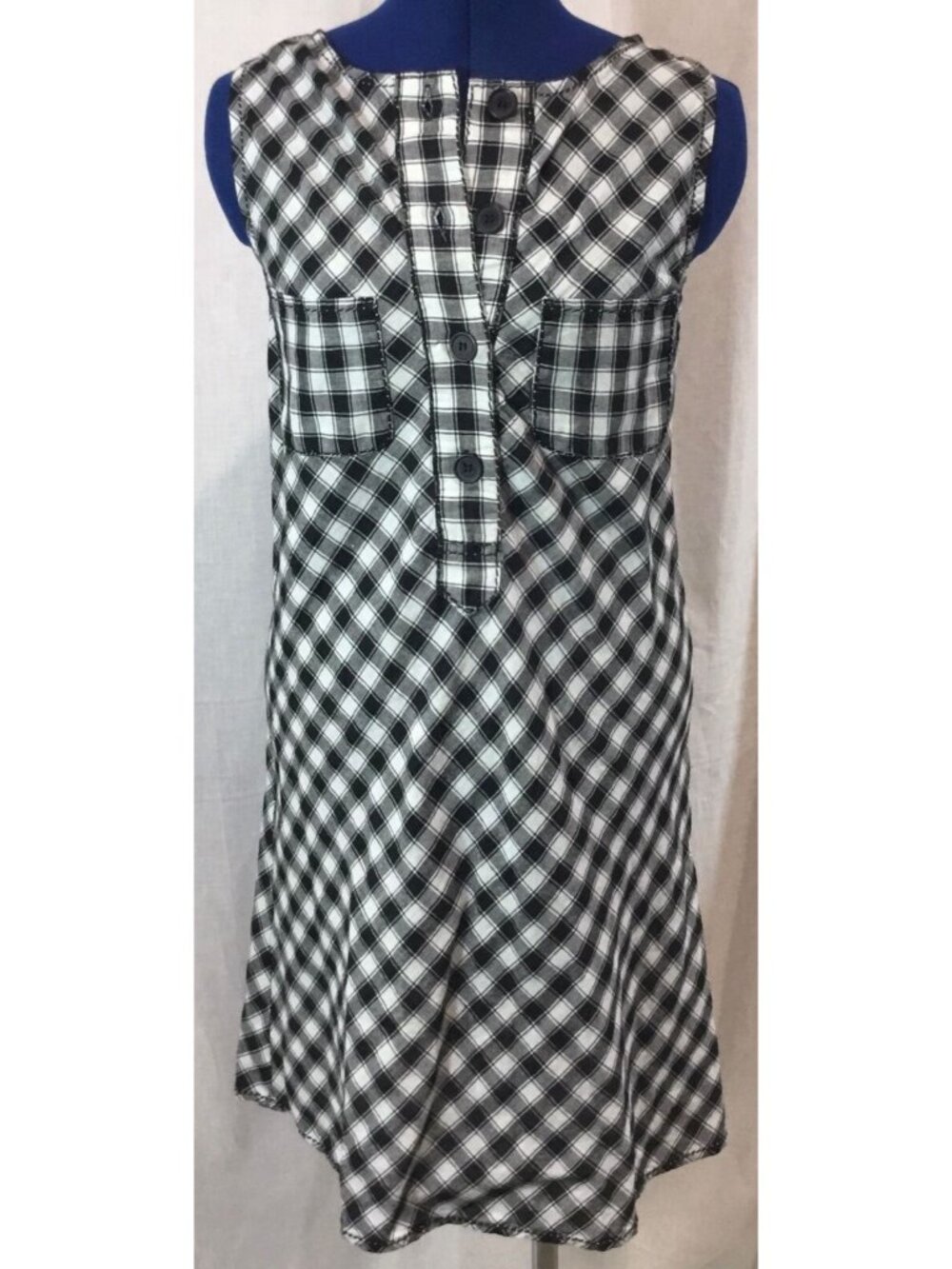 Max Studio Dress Womens S Black White Plaid Button Front Tank Shirt New Tags VTG - Picture 1 of 10